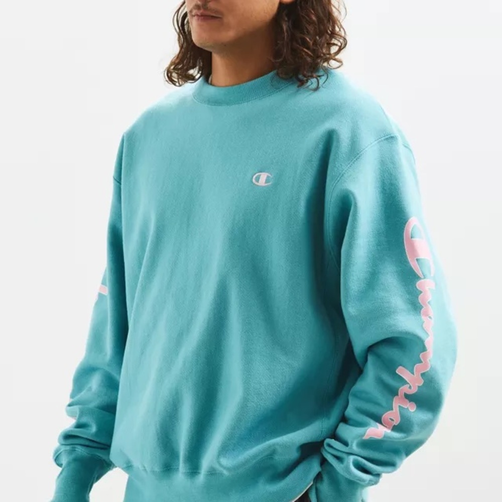 Champion Blue Crewneck Sweater Relaxed Fit